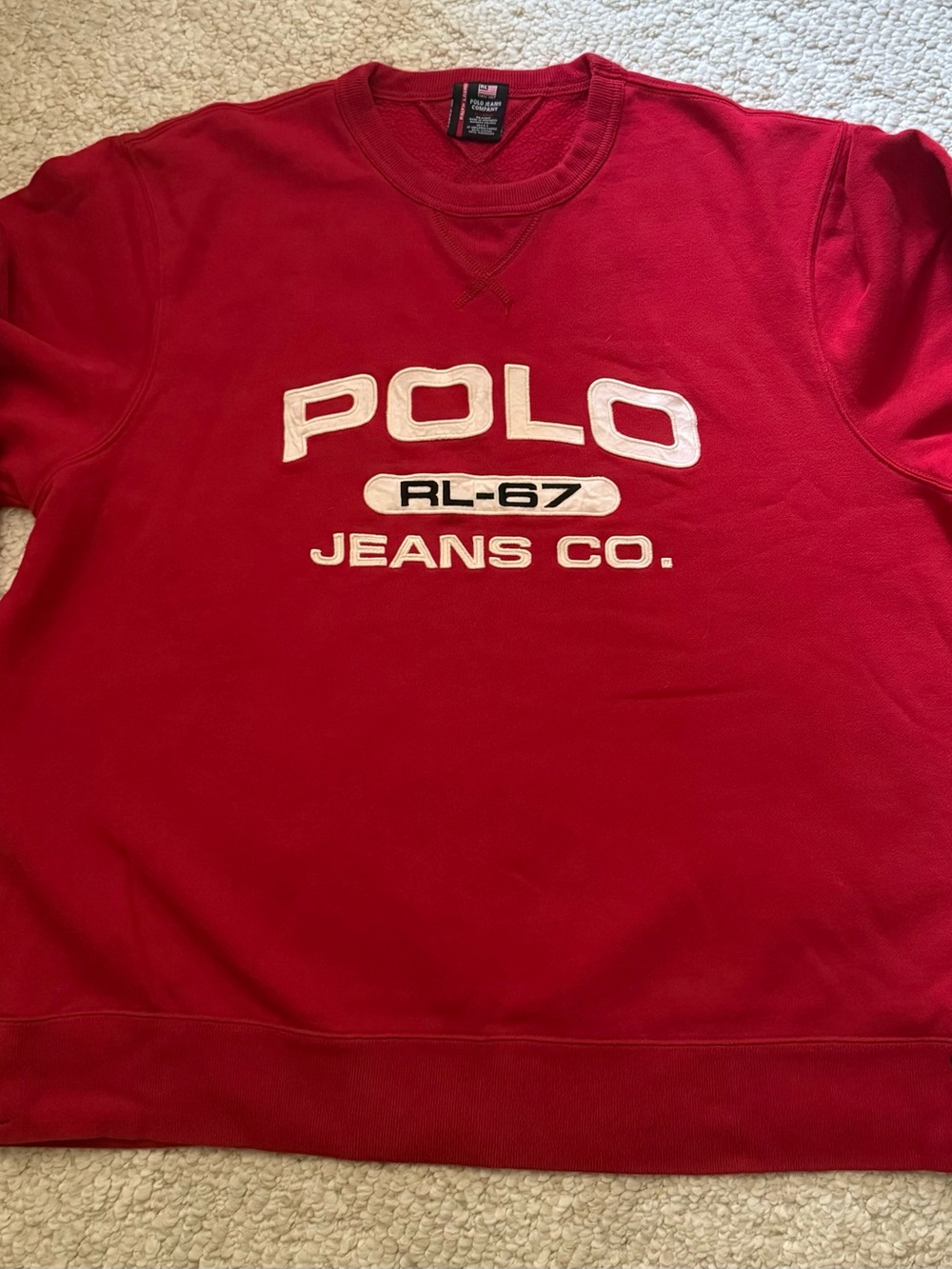Men’s Polo Jeans Company by Ralph Lauren crewneck sweatshirt classic red size XL